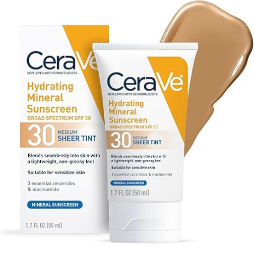 CeraVe Hydrating Mineral Sunscreen With Zinc Oxide & Titanium Dioxide 50ml