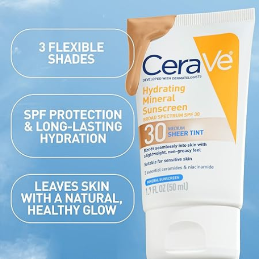 CeraVe Hydrating Mineral Sunscreen With Zinc Oxide & Titanium Dioxide 50ml