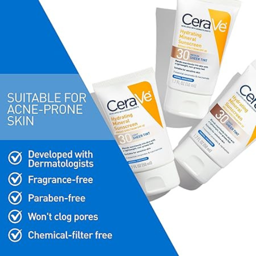 CeraVe Hydrating Mineral Sunscreen With Zinc Oxide & Titanium Dioxide 50ml