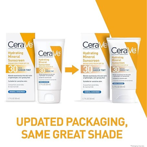 CeraVe Hydrating Mineral Sunscreen With Zinc Oxide & Titanium Dioxide 50ml
