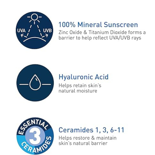 CeraVe 100% Mineral Sunscreen SPF 30 (150ml)