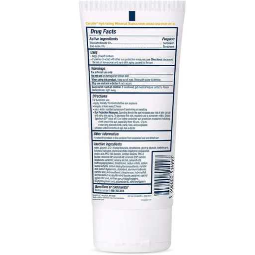 CeraVe 100% Mineral Sunscreen SPF 30 (150ml)