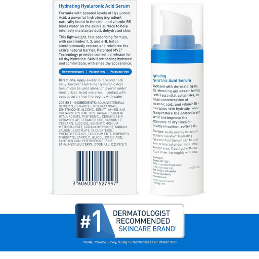 Cerave Hyaluronic Acid Serum for Face with Vitamin B5 and Ceramides 30ml