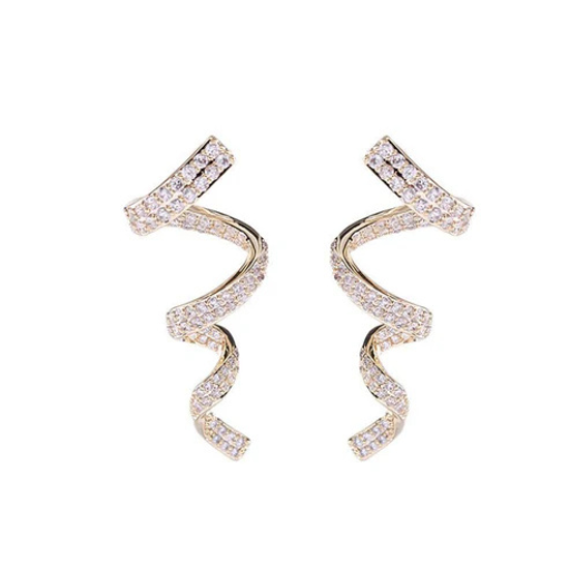 Cold Wind Zircon Minimally Personalized Spiral Wire Earrings