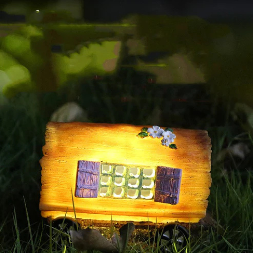 Premium Wooden House Solar Lights for Outdoor Garden Decoration