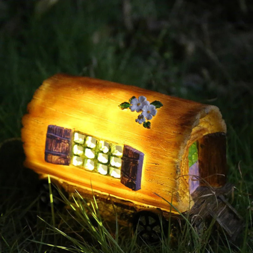 Premium Wooden House Solar Lights for Outdoor Garden Decoration