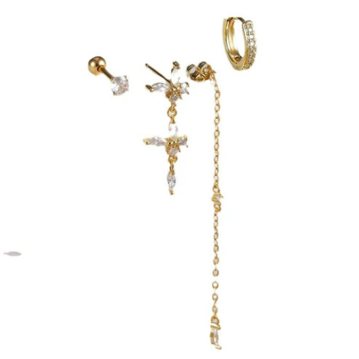 Three-piece Earrings Fashion Zircon Butterfly