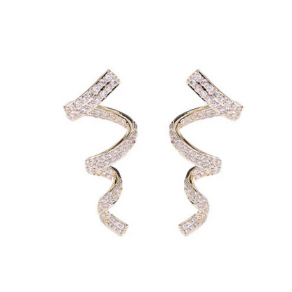 Cold Wind Zircon Minimally Personalized Spiral Wire Earrings